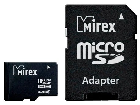 Флеш карта microSD 4GB Mirex microSDHC Class 4 (SD адаптер)