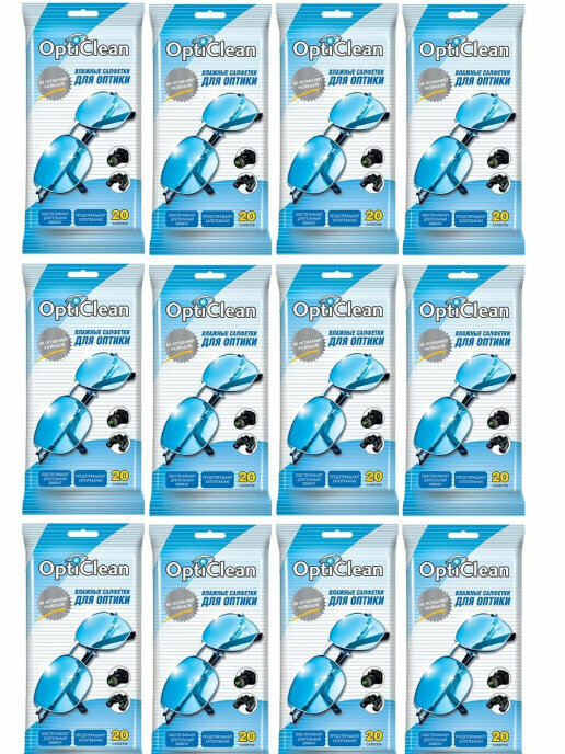 Opti Clean Влажные салфетки №20 для оптики, 12 уп/