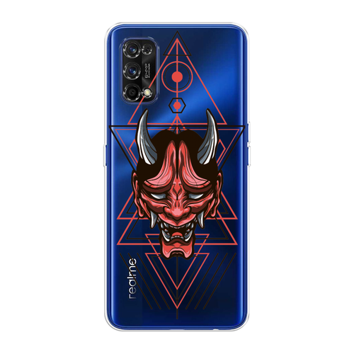 Силиконовый чехол на Realme 7 Pro / Реалми 7 Про Hanya Oni mask, прозрачный