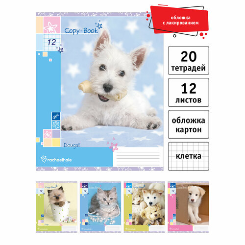 Тетрадь А5,12 листов, на скрепке, клетка, Rachael Hale,20 шт, RH1/5