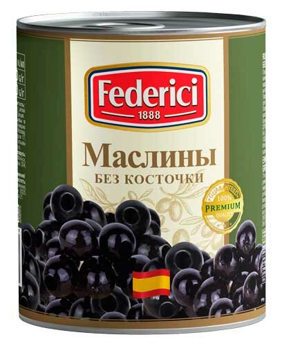 Маслины без косточки 3 кг Federici, 1 жестяная банка