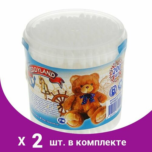 Ватные палочки Teddyland, 200 шт. в стакане (2 набор) ватные палочки day spa с зип локом розов 200 шт 2 набор