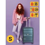 Чемодан S облегченный из полипропилена Supra Luggage, замок TSA, 35 литров, 4 колеса с поворотом на 360 градусов, 39X22X57 см - изображение