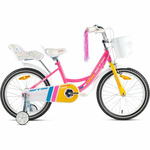 Велосипед Sitis Marie 18 2024 детский для девочек стальная рама с барабанными тормозами 1 скорость для роста 115-130 см цвет Pink 1576300₽