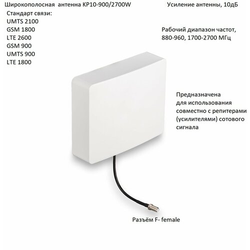 Антенна направленная GSM/3G/4G, 10дБ, KROKS KP10-900/2700W (F-female)