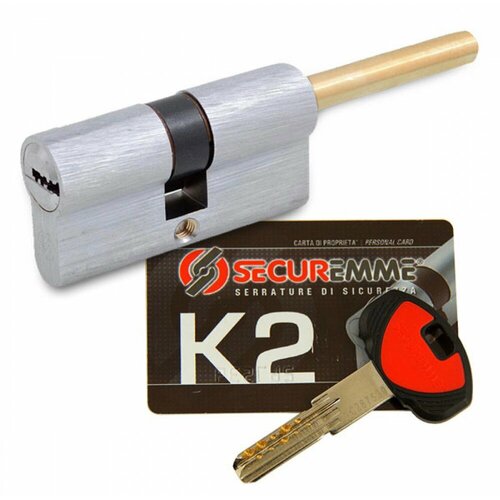 Цилиндровый механизм Securemme K2 60мм(30х30) ключ/дл. шток, никель