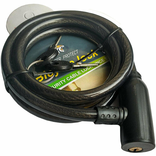 Замок велосипедный с ключом противоугонный металлический трос аксессуары для защиты коляски велосипеда самоката электросамоката и ворот черный 120 см 480₽