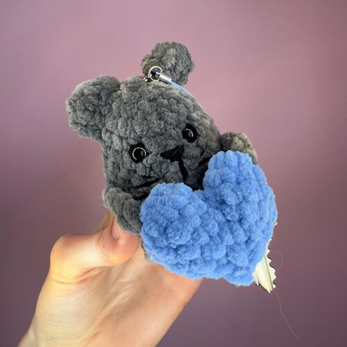 Брелок Мастерская Елены, гладкая фактура, серый, голубой