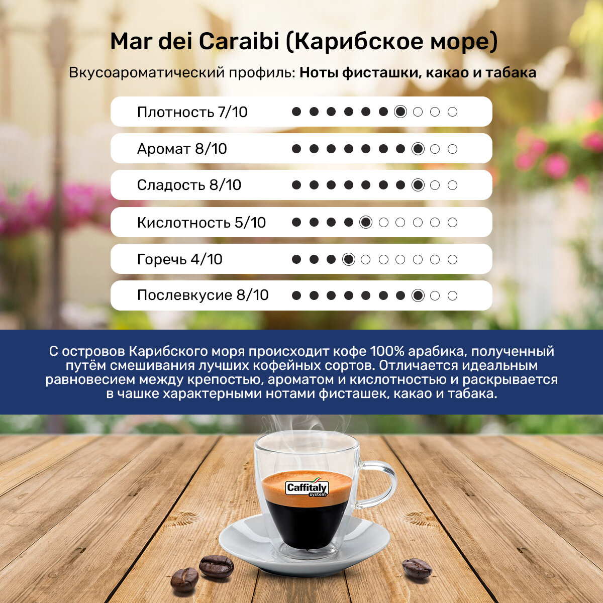 Кофе Капсулы для кофемашины Caffitaly Mar dei Caraibi - 100% Арабика, 10 капсул