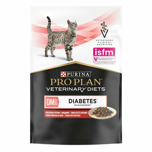 Влажный корм для кошек PRO PLAN Veterinary Diets DM, говядина, 10шт по 85г