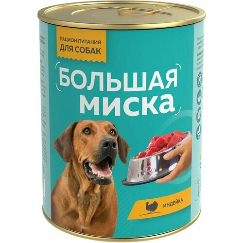 Влажный корм для собак Большая миска Индейка 970г