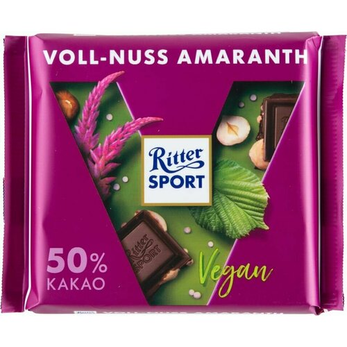 Шоколад Ritter Sport Vegan Лесной Орех и Амарант темный 100г