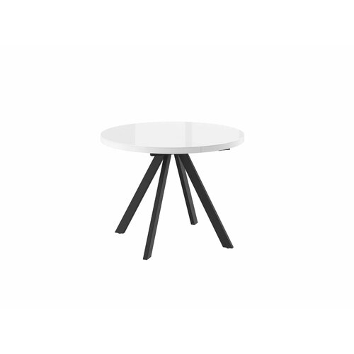 Стол раздвижной Мамадома Рондо М -100 Стекло белое Optiwhite/чёрный