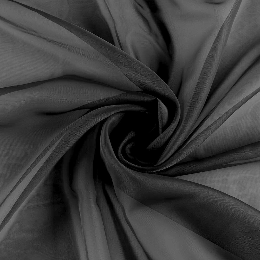 ВсеТканиТут Тюль"Вуаль дуэт" 200x260 черный 2шт — фото 1