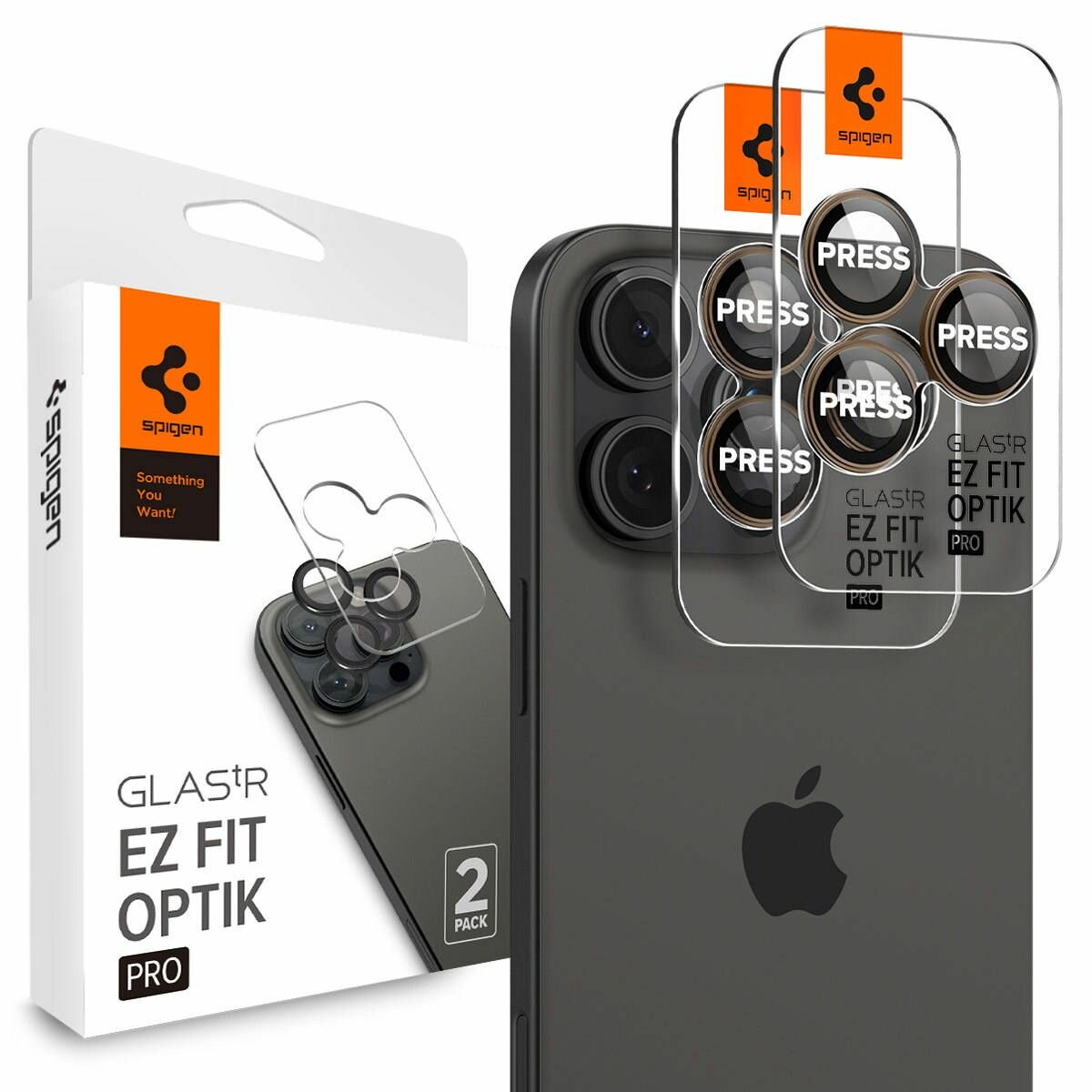 Защитное стекло для камеры SPIGEN для iPhone 16 Pro Max/16 Pro Glas.tR EZ Fit Optik Pro 2 шт Розовый AGL08862