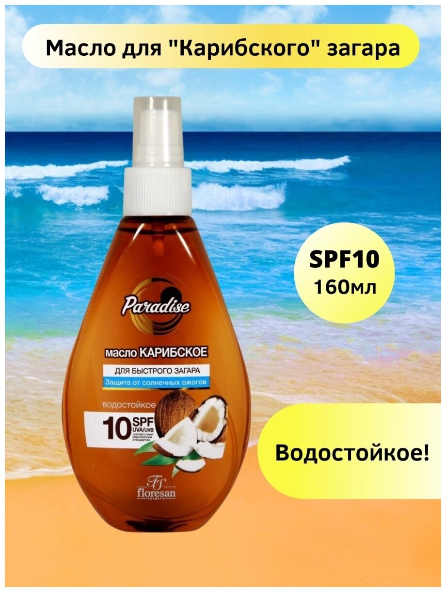 Картинки Floresan Масло для быстрого загара Карибское SPF 10 SPF 10, 160 мл