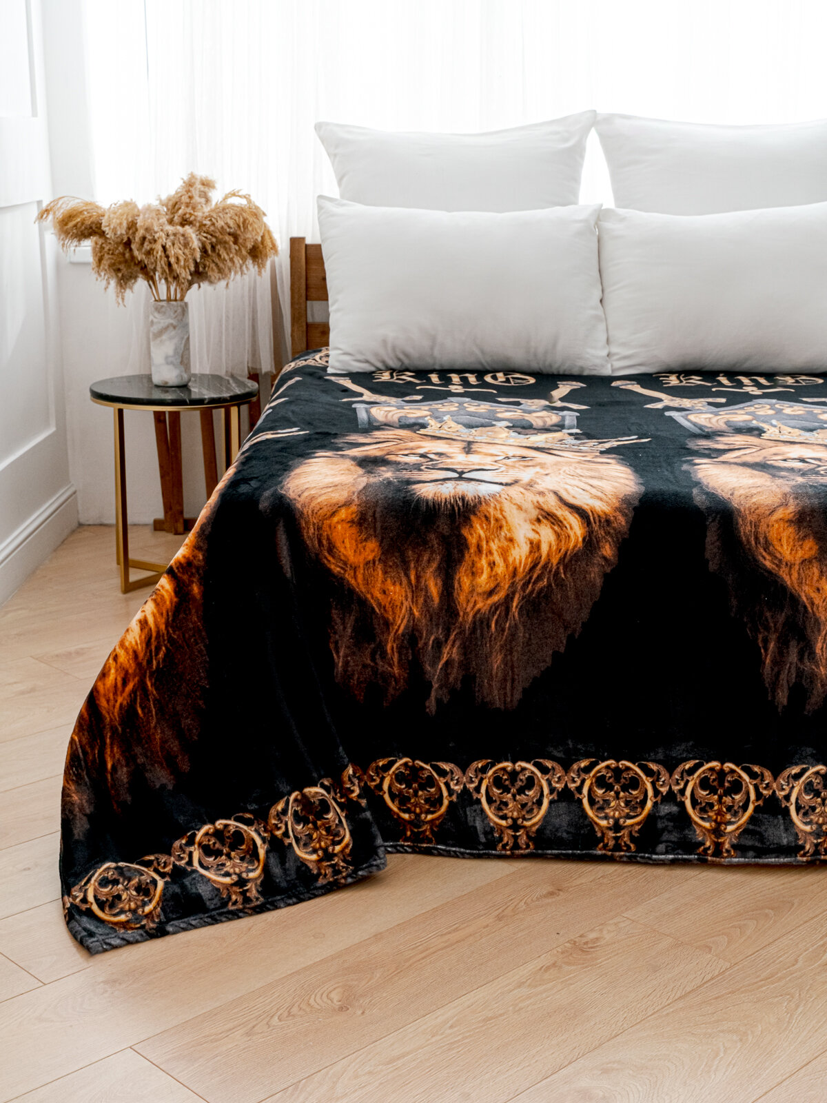 Одеяла И Пледы Xiaomi Плед 150х200 Павлина Лев в короне, пушистый, мягкий, 1.5 - спальный