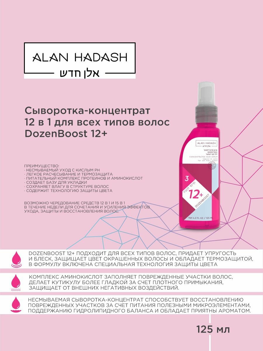 Сыворотка-концентрат 12 в 1 для всех типов волос DozenBoost 12+ Alan Hadash 125 мл — фото 1