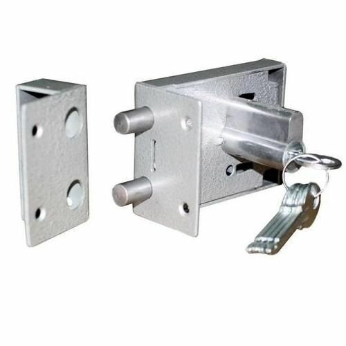 Накладной замок Глазов ЗН1-1.2, 2 ригеля, цилиндровый механизм, серый — фото 1