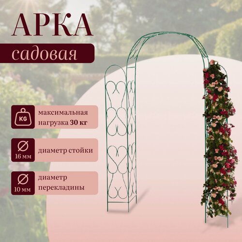 Изображение товара Арка садовая 230 × 125 × 36,5 см, для вьющихся растений, металлическая, зелёная