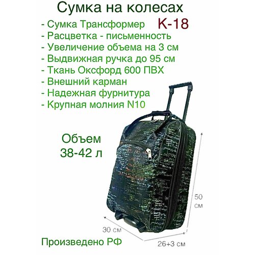 фото Сумка дорожная , 38 л, 30х50х29 см, ручная кладь, черный нет бренда