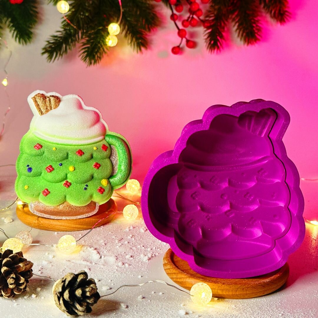 Новогодняя 3D форма для бомбочек Кружка-Ёлка