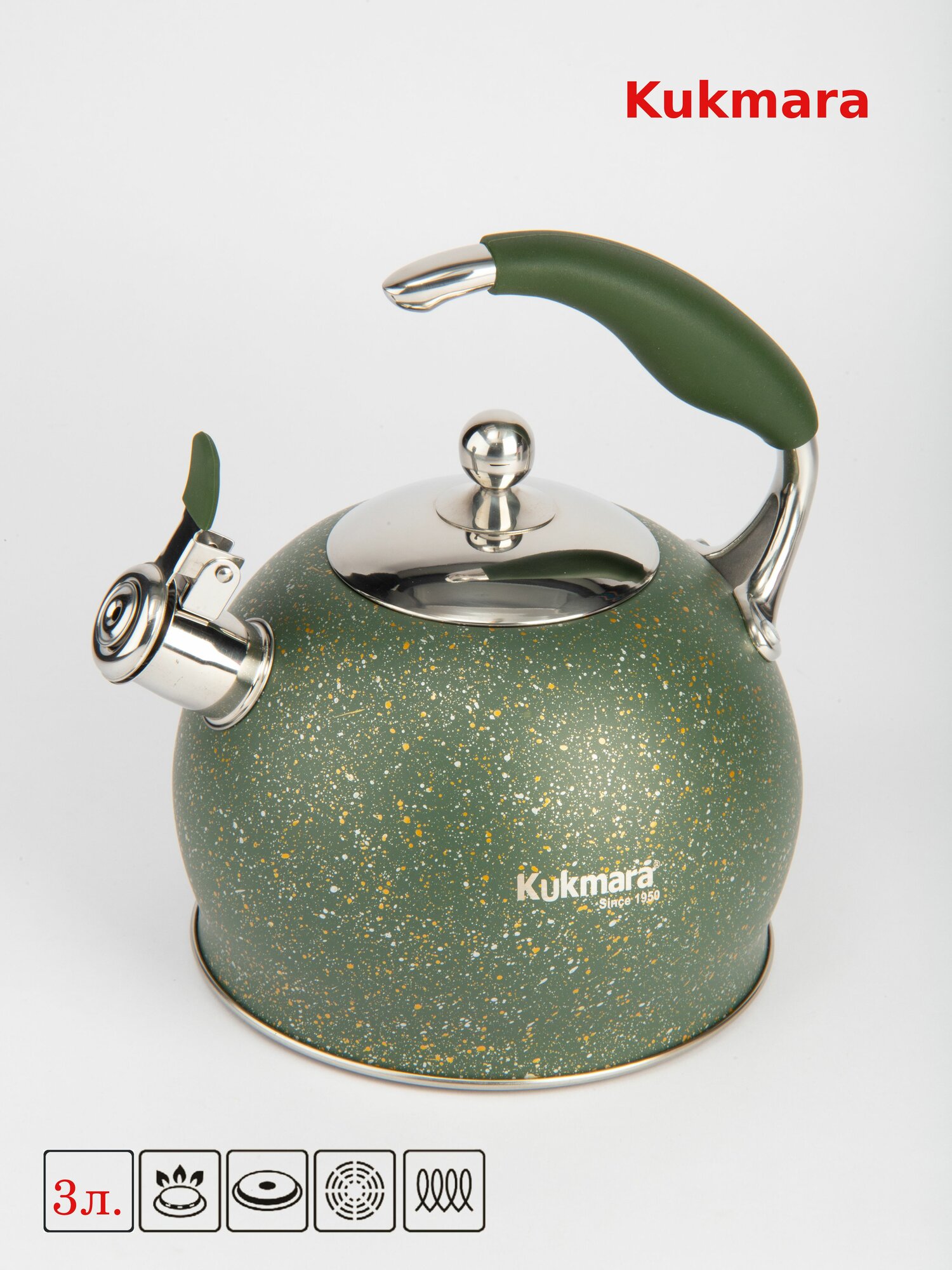 Чайник из нержавеющей стали со свистком 3л MALACHIT