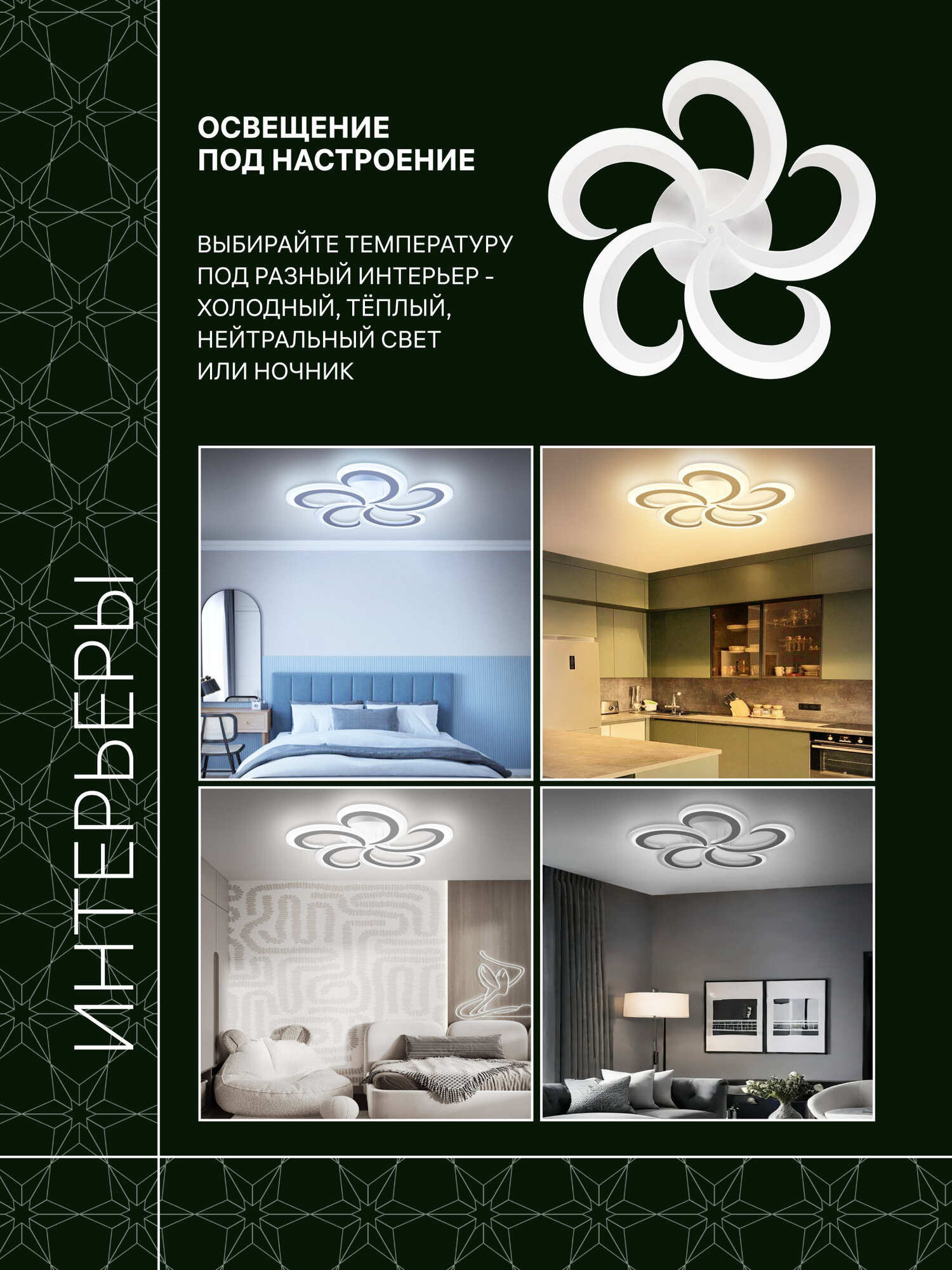 Люстра потолочная светодиодная в спальню, белая, Ritter SHINE 156 Вт, до 32 м2 52023 2 — фото 1