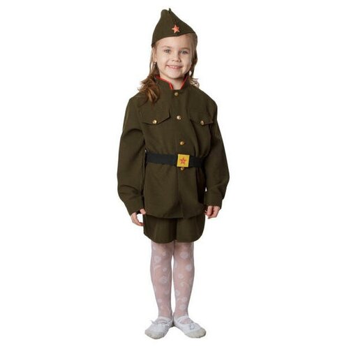 фото Ролевой костюм военных лет для девочки (пилотка, гимнастерка, юбка, ремень) вини