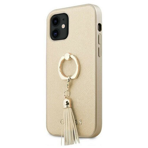 фото Чехол cg mobile guess pu saffiano + ring hard для iphone 12 mini, цвет бежевый (guhcp12srssabe)