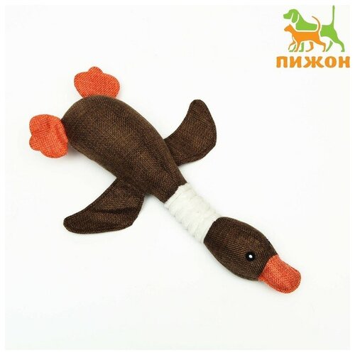 Игрушка текстильная Утка с пищалкой, 31 см, коричневая