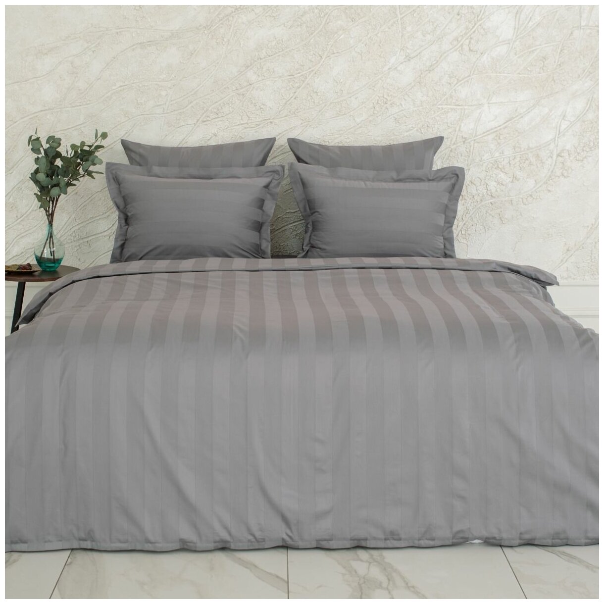 Комплект постельного белья La Prima постельное бельё мако-сатин антрацит, размер Евро (200x220см)