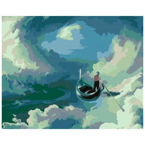фото Картина по номерам hobruk "лодка в облаках", 50x40см