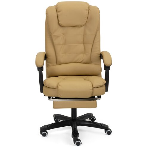 Офисное компьютерное кресло / Кресло руководителя с функцией массажа / Вибромассаж / Подставка для ног / Экокожа /