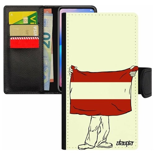 фото Чехол-книжка для смарфона iphone 8 plus, "флаг австрии с руками" патриот государственный utaupia