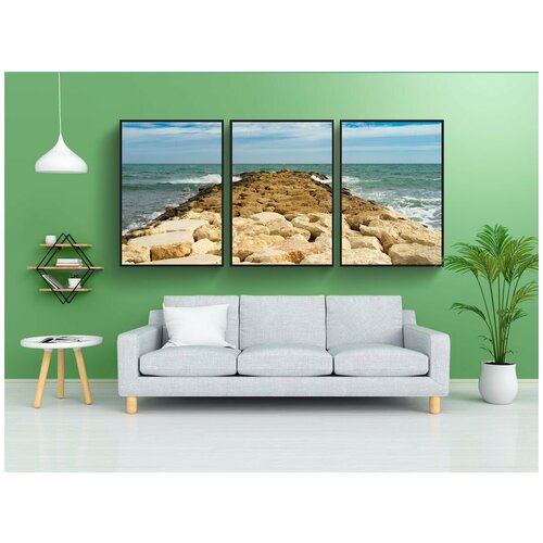 фото Набор модулных постеров для интерьера "море, вода, морской берег" 60x90 см. в тубусе, без рамки lotsprints