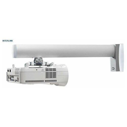 фото Sms projector wl shortthrow v a/w (ae016050- p1) настенный кронштейн. макс.12 кг. наклон ±12°. проектор передвигается вдоль штанги. верт. регулировка ±20 мм. в комплекте: крепление для проектора, настенная пластина. штанга приобретается отдельно. st unislide в комп. цвет: алюминий / белый