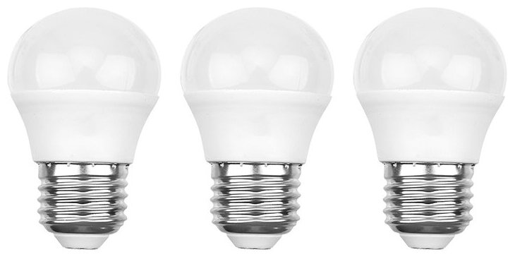 Лампа светодиодная REXANT Шарик (GL) 9.5 Вт E27 903 Лм 6500 K холодный свет (3 шт./уп