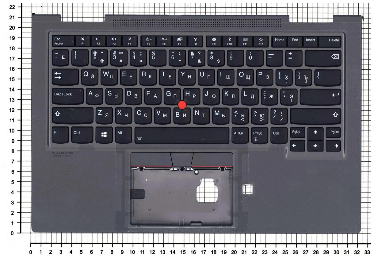 Клавиатура для ноутбука Lenovo 5M10V24971 черная с серым топкейсом