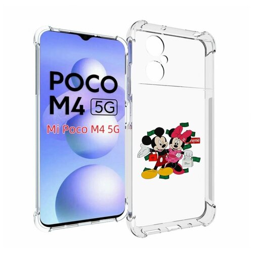 Чехол MyPads модные-микки-маус детский для Xiaomi Poco M4 5G задняя-панель-накладка-бампер