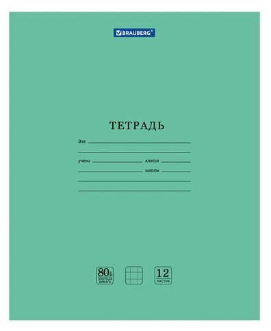 Тетрадь 12л. Комплект 20шт BRAUBERG EXTRA клетка плотная бумага 80г/м2 обложка картон 880068