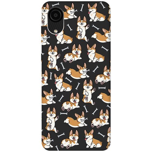 Матовый чехол Corgi Pattern для Samsung Galaxy A03 Core / Самсунг А03 Кор с 3D эффектом черный матовый чехол no time to die для samsung galaxy a03 core самсунг а03 кор с 3d эффектом черный