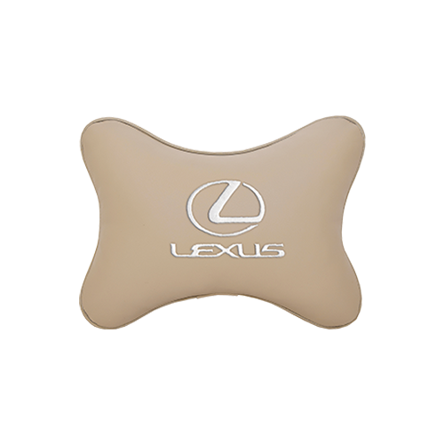 фото Подушка на подголовник экокожа beige с логотипом автомобиля lexus vital technologies