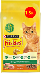 Сухой корм для домашних кошек Friskies с курицей и полезными овощами 1.5 кг