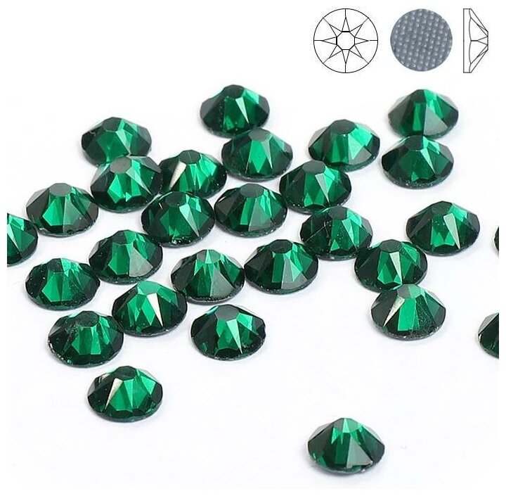Стразы термоклеевые Xirius 8+8 граней SS20 (4,6-4,8 мм) арт. HF20-10 цв. Emerald, уп.100шт