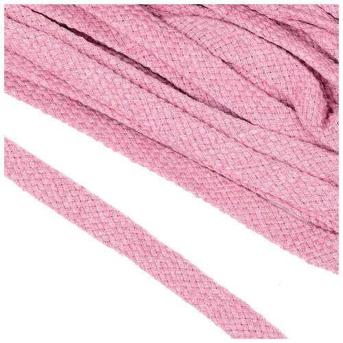 Шнур плоский х/б 12мм турецкое плетение цв.010 розовый уп.50 м