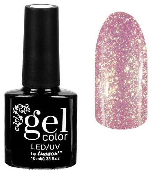 Luazon гель-лак для ногтей Gel color с блестками, 10 мл, 37 г, 002 розовый