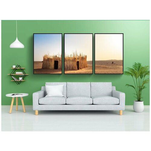 фото Набор модулных постеров для интерьера "хижина, пустыня, африка" 60x90 см. в тубусе, без рамки lotsprints