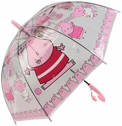 Детский зонт трость Diniya 2651 Бегемот, розовая ручка