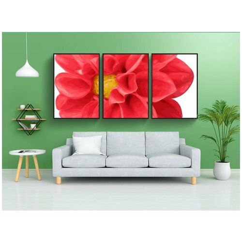 фото Набор модулных постеров для интерьера "хризантема, георгин, красный" 60x90 см. в тубусе, без рамки lotsprints